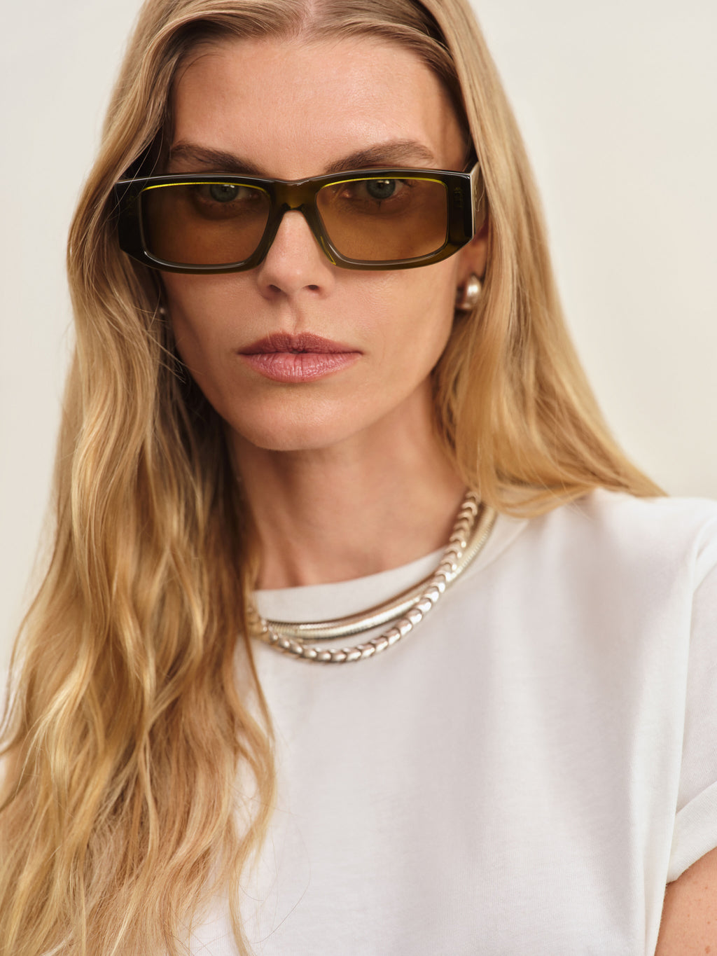 La Anna Rectangulaire Lunettes de Soleil pour femme in Vert