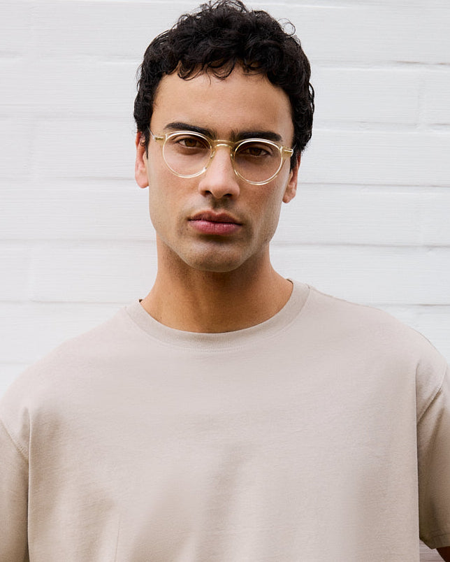 La Emilio Rond Lunettes de Vue pour homme in Jaune cristal