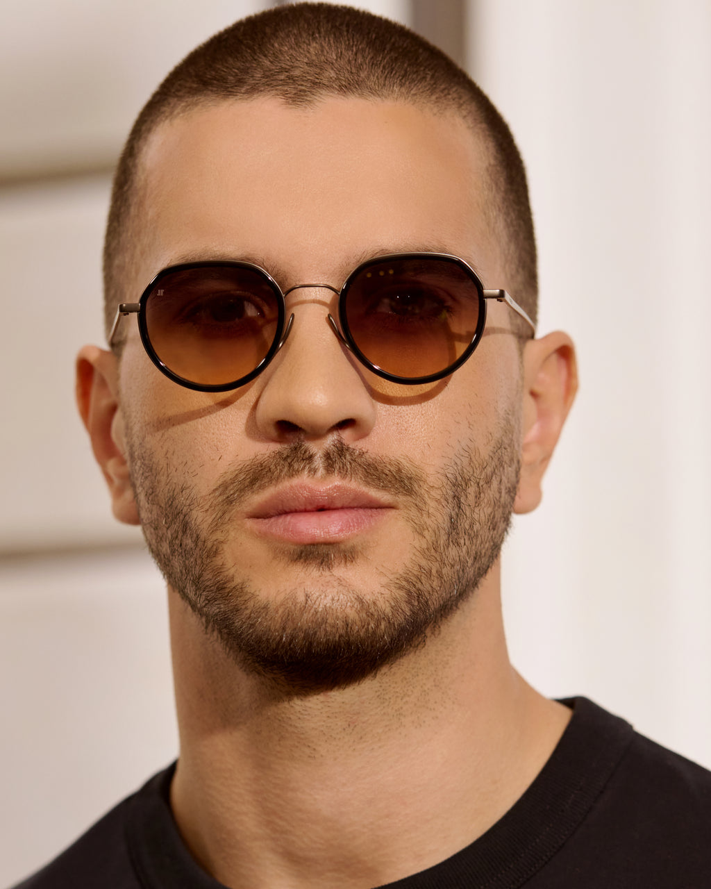 The Spiaggia Rund Herren-Sonnenbrillen in Schwarz