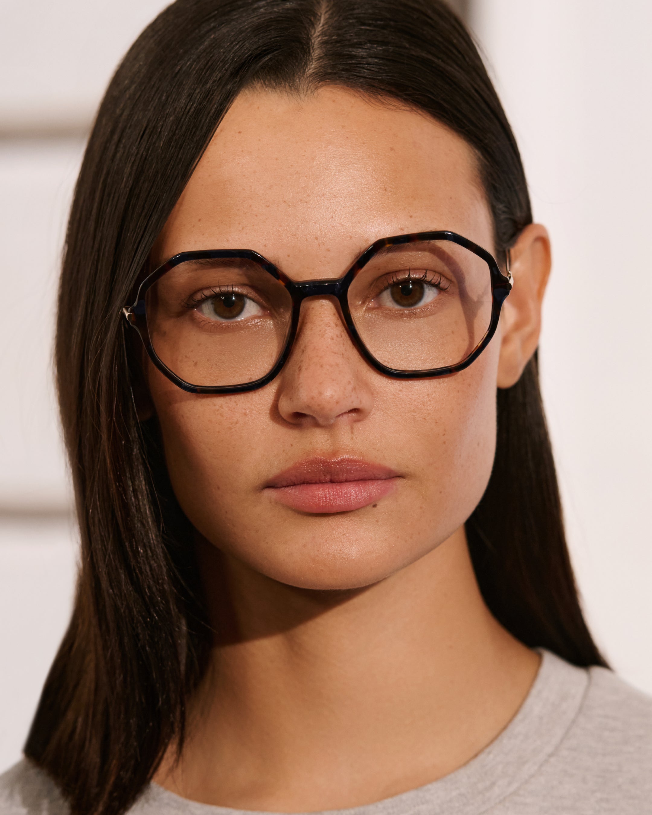 The Dora S Hexagonal Women's Eyeglasses in Blue Tortoise