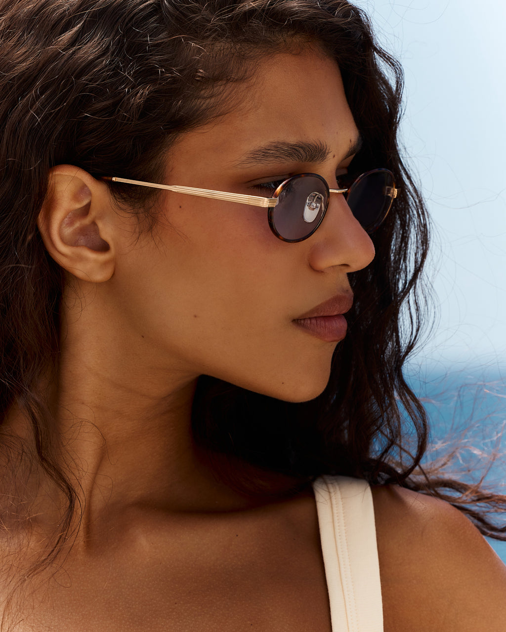 La Sigi JF Colors Ovale Lunettes de Soleil pour femme in Écaille et bleu