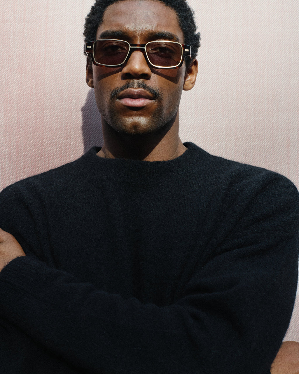 La Mado Rectangular Gafas de Sol para Hombre in Carey oscuro
