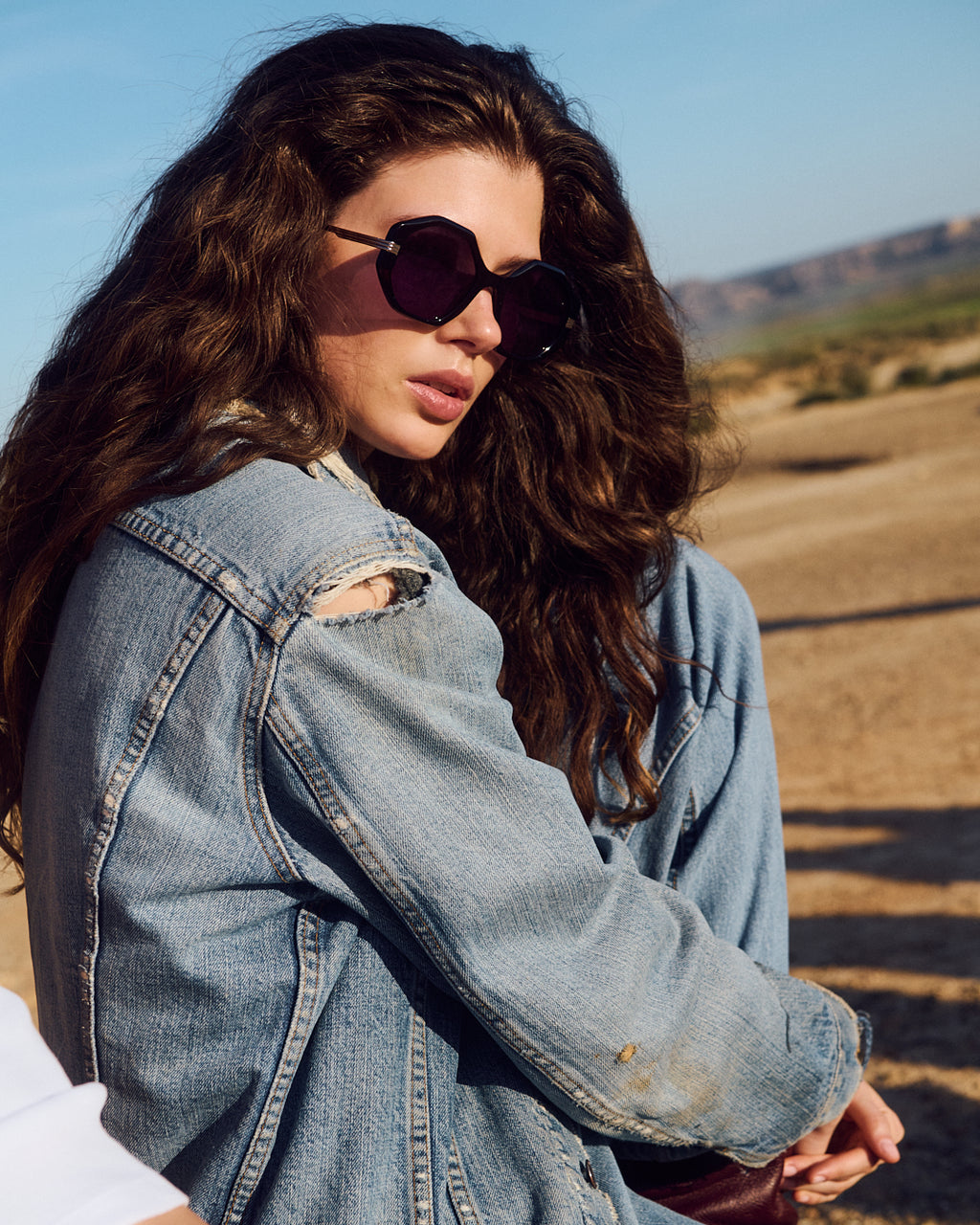 The Aqua Hexagonal Women's Sunglasses in Black