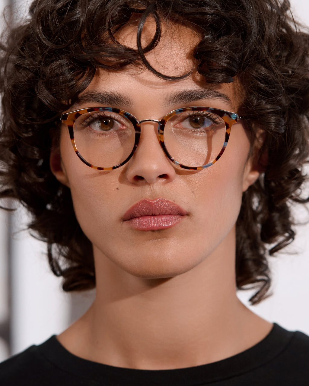 La Peach Rond Lunettes de Vue pour femme in Ecaille bleue