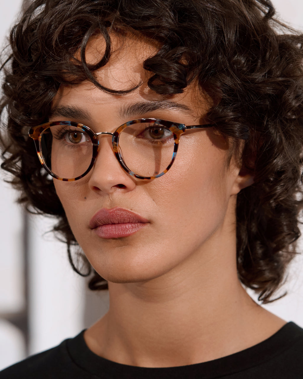 La Peach Rond Lunettes de Vue pour femme in Ecaille bleue