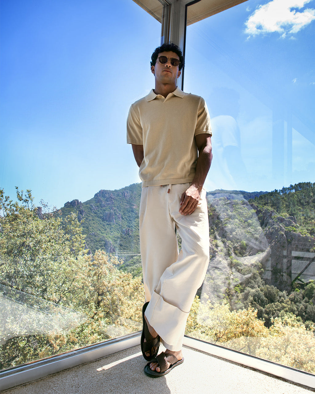 The Spiaggia Rund Herren-Sonnenbrillen in Schwarz