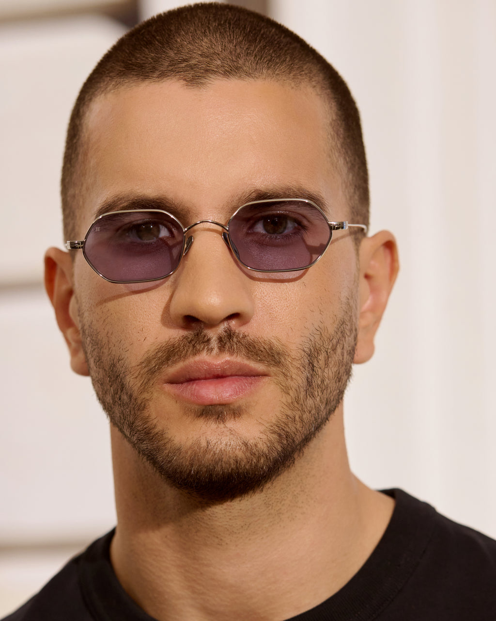 The Gio Hexagonal Men's Sunglasses in Silver