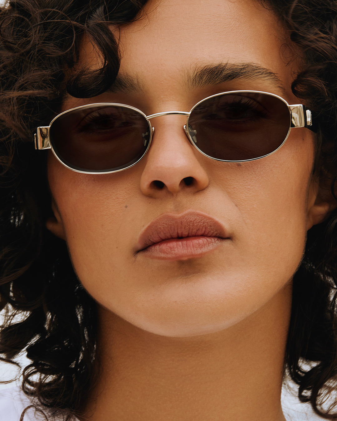 The Hila Oval Women's Sunglasses in Gold | Jimmy Fairly US