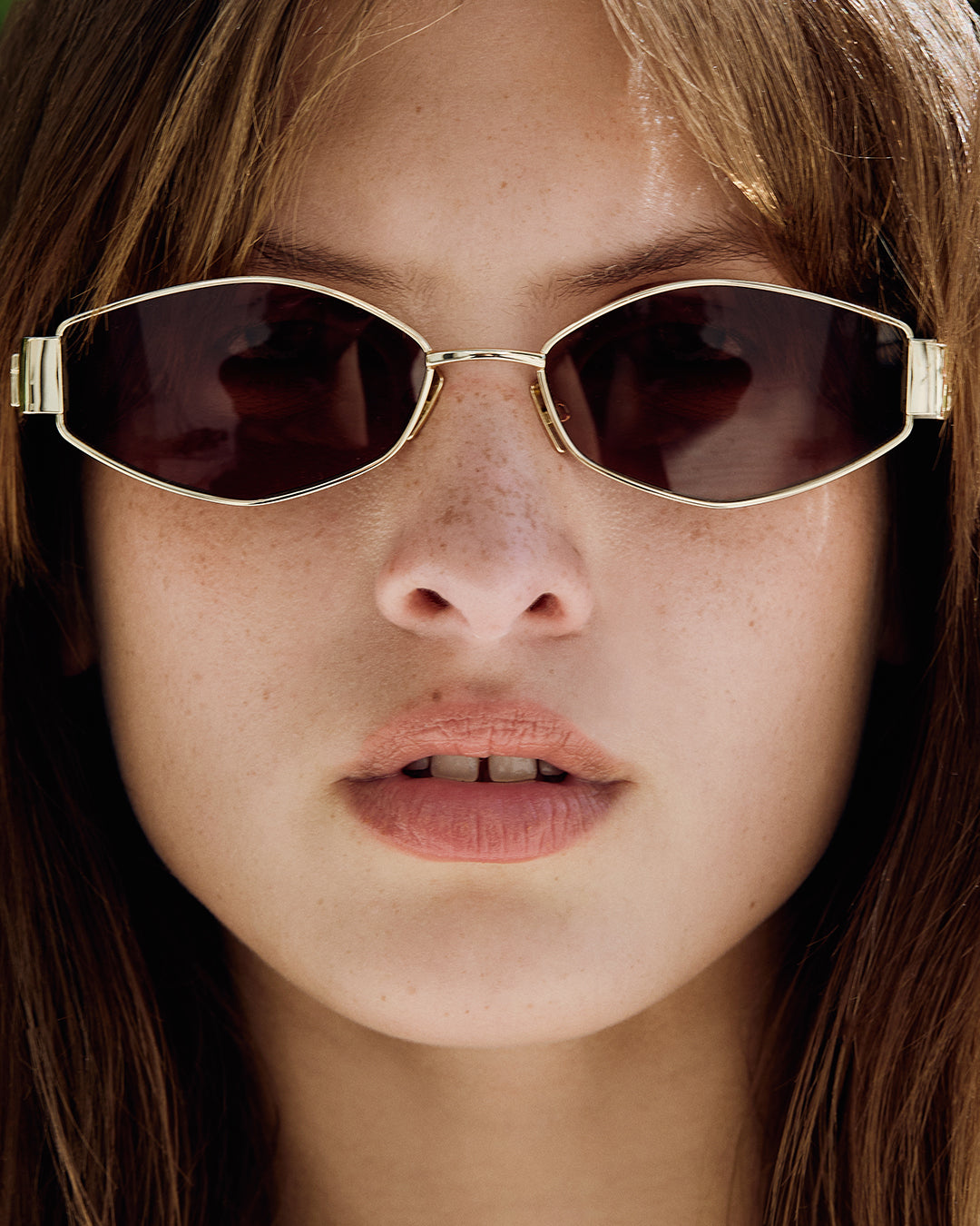 The Iris Hexagonal Women's Sunglasses in Gold
