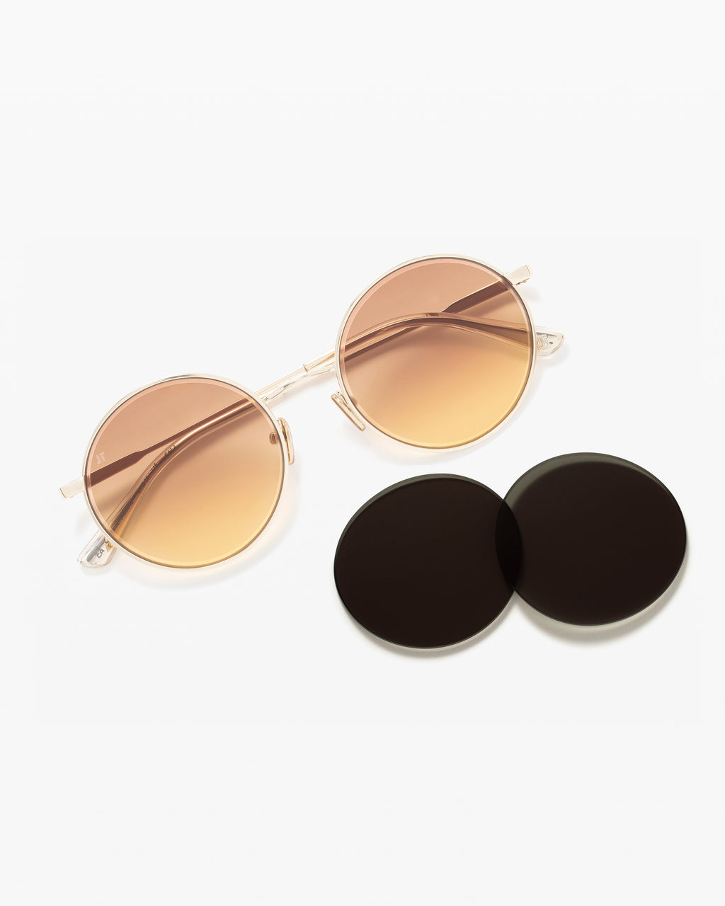 The Caly JF Colors Round Women's Sunglasses in Gold Matt