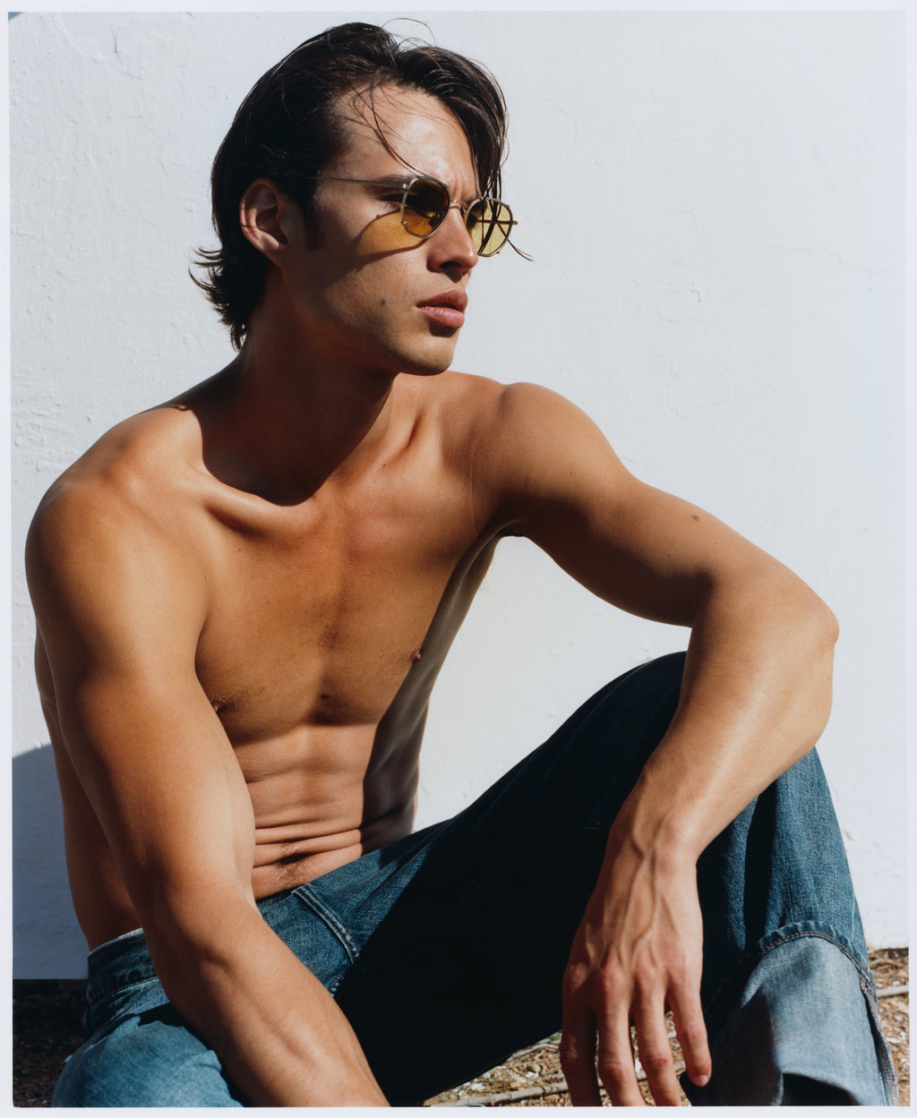 The Wave Round Men's Sunglasses in Gold