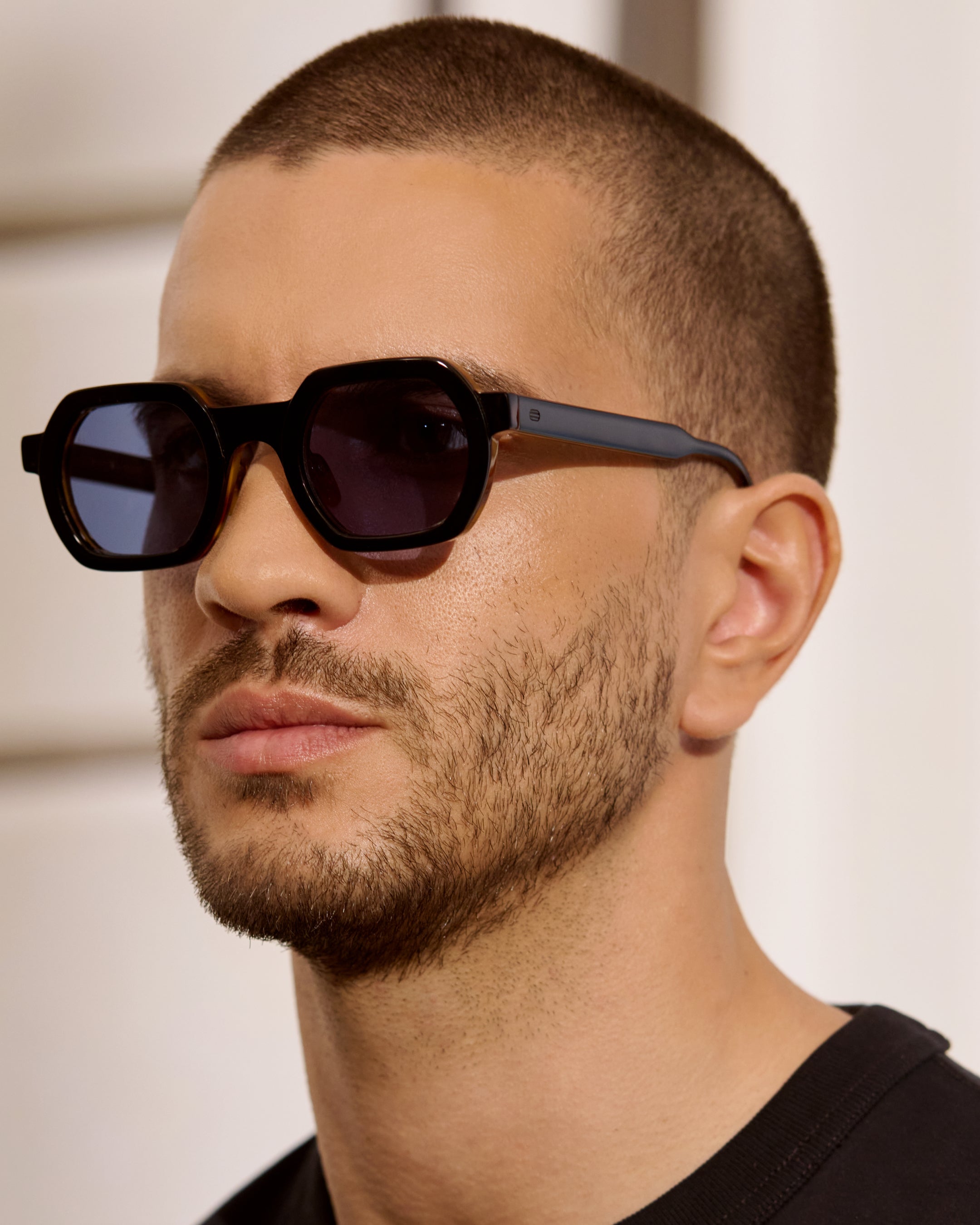 The Darren JF Colors Rectangular Men's Sunglasses in Black and blue