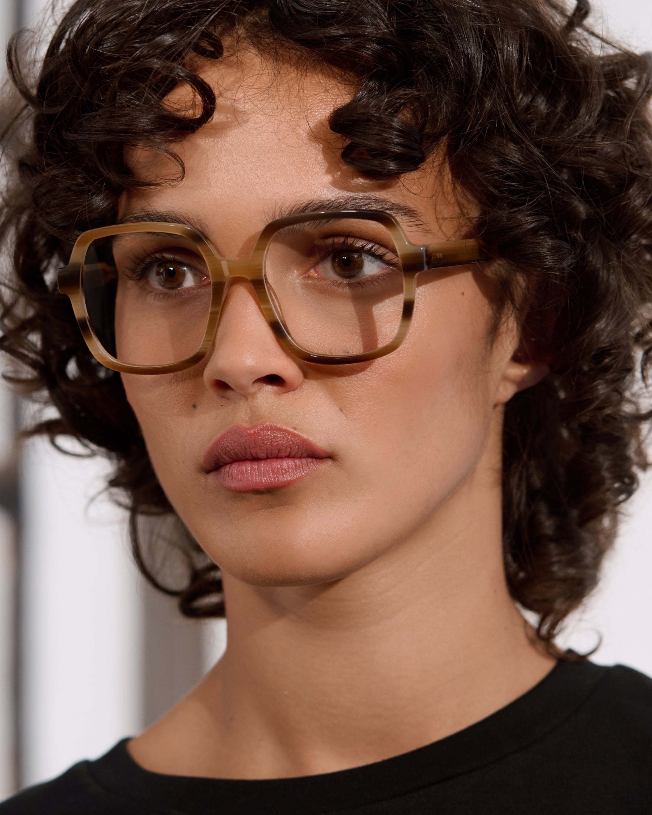 The Lou S Square Women's Eyeglasses in Yellow Tortoise