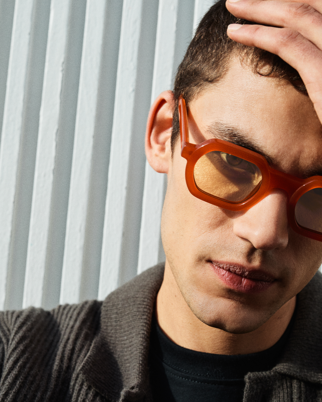 La Darren JF Colors L Rectangulaire Lunettes de Soleil pour homme in Orange