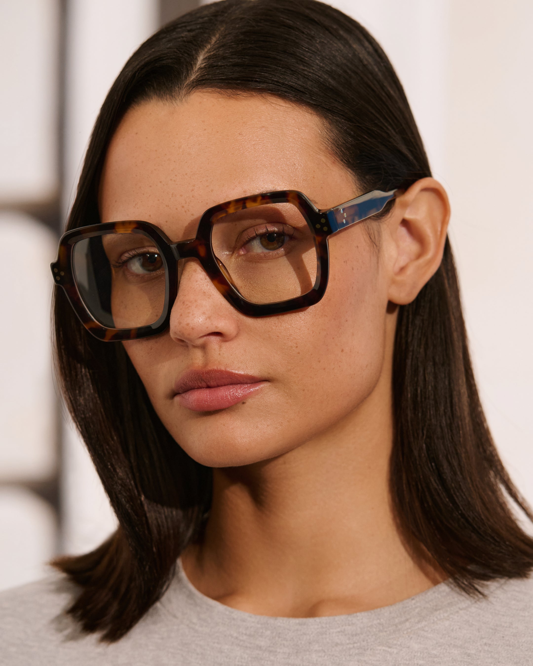 LGB ルグランブルー　ビスチェ The Lou Medium Women's Eyeglasses in Blue Tortoise | Jimmy Fairly US
