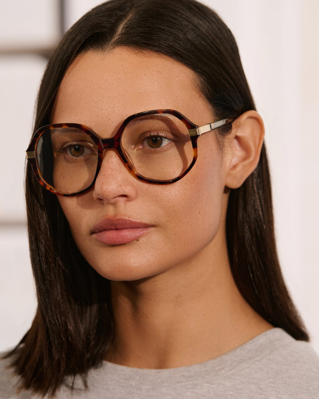 La Lison Hexagonal Lunettes de Vue pour femme in Ecaille