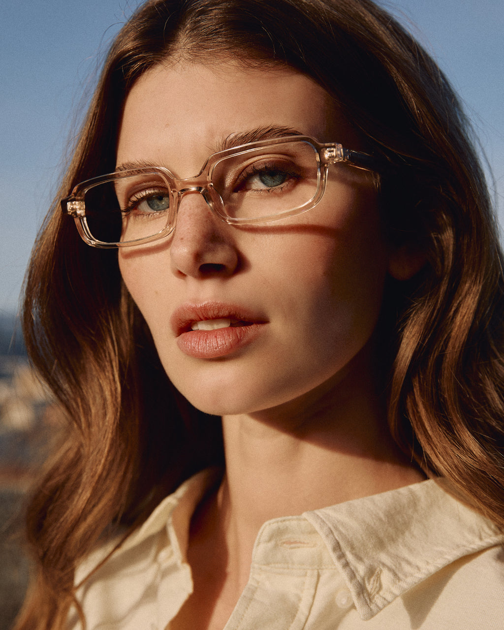 The Kaya Rectangular Women's Eyeglasses in Cream