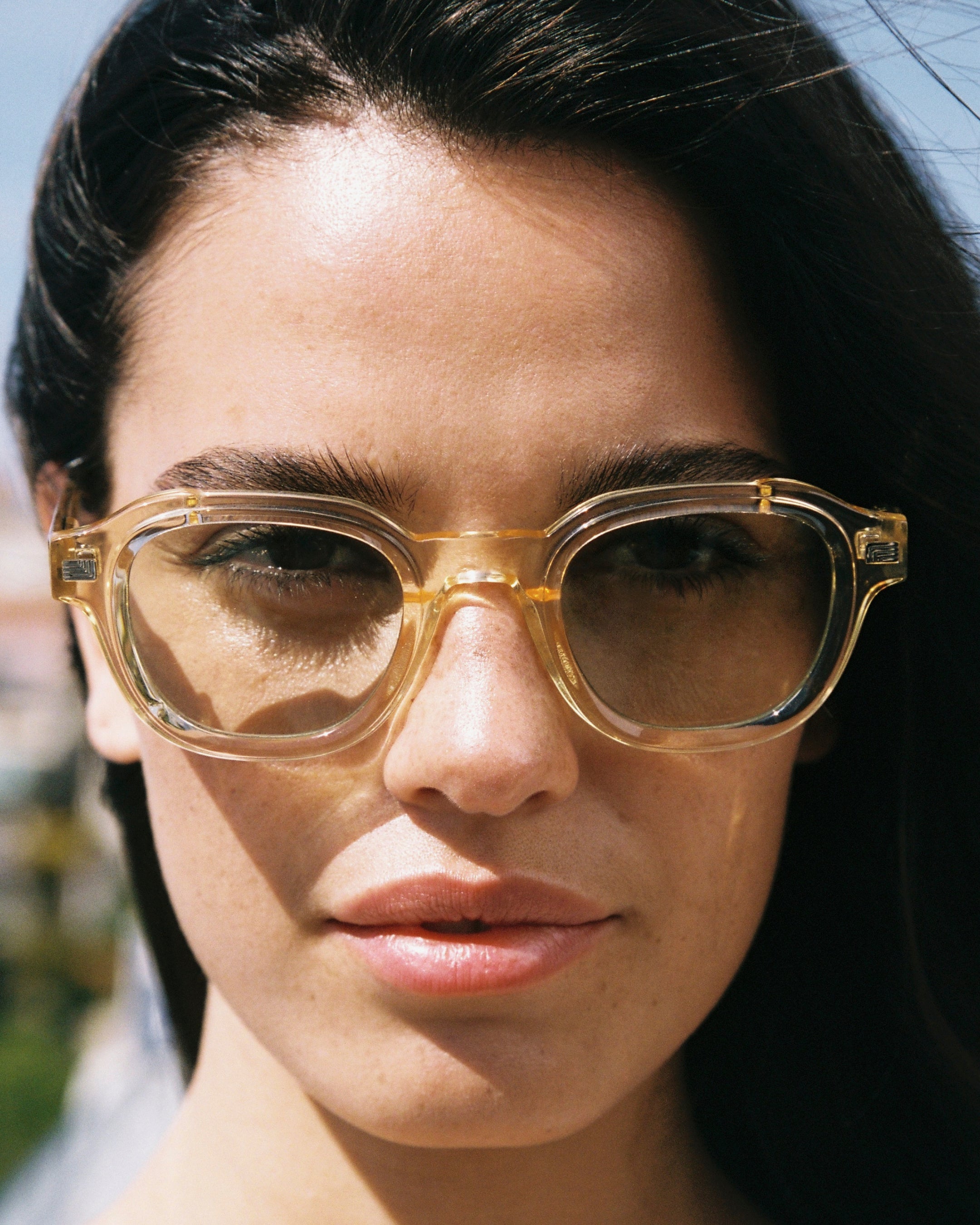 The Napoli Rectangular Men's Sunglasses in Crystal yellow