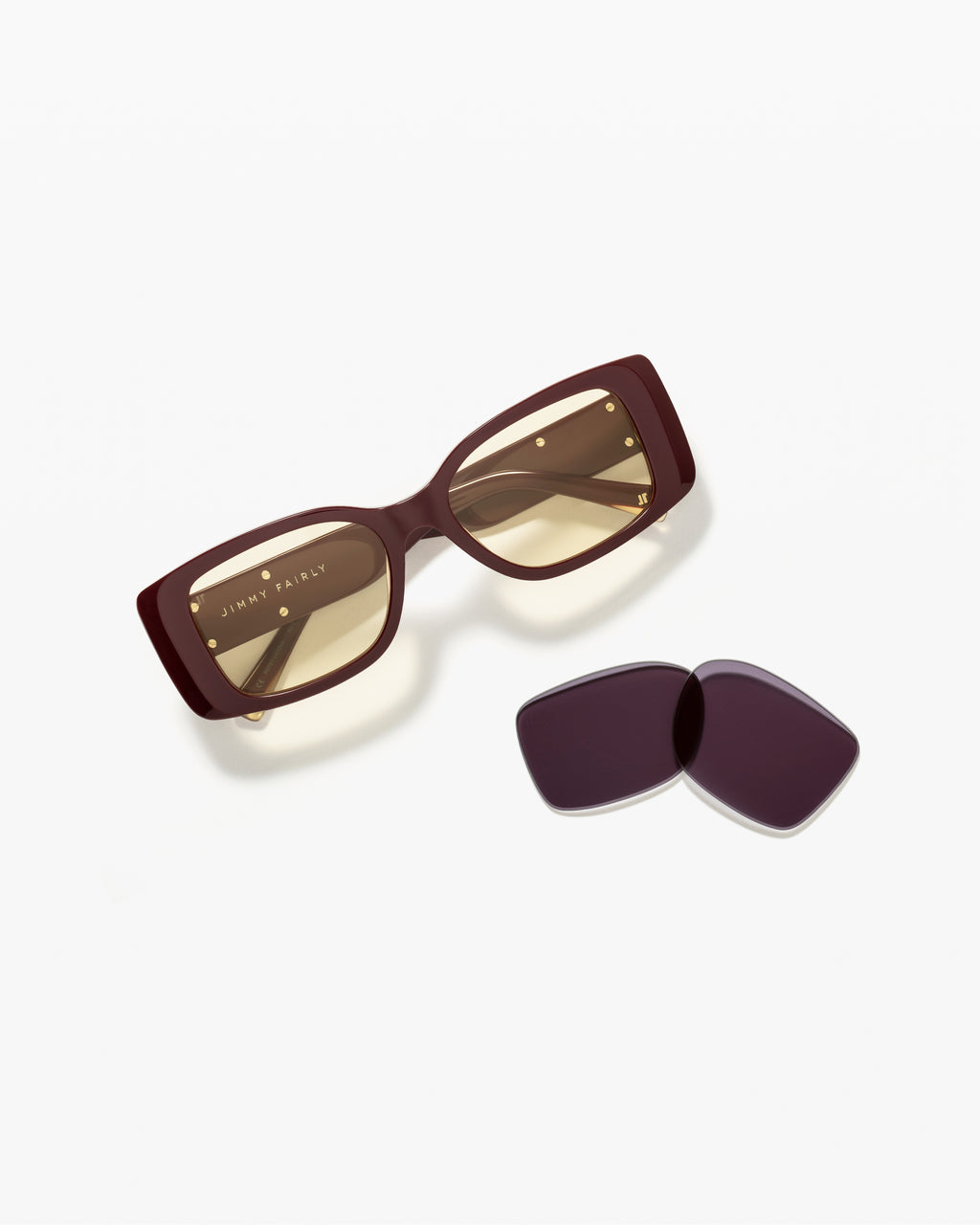 The Olva Rectangular Women's Sunglasses in Burgundy