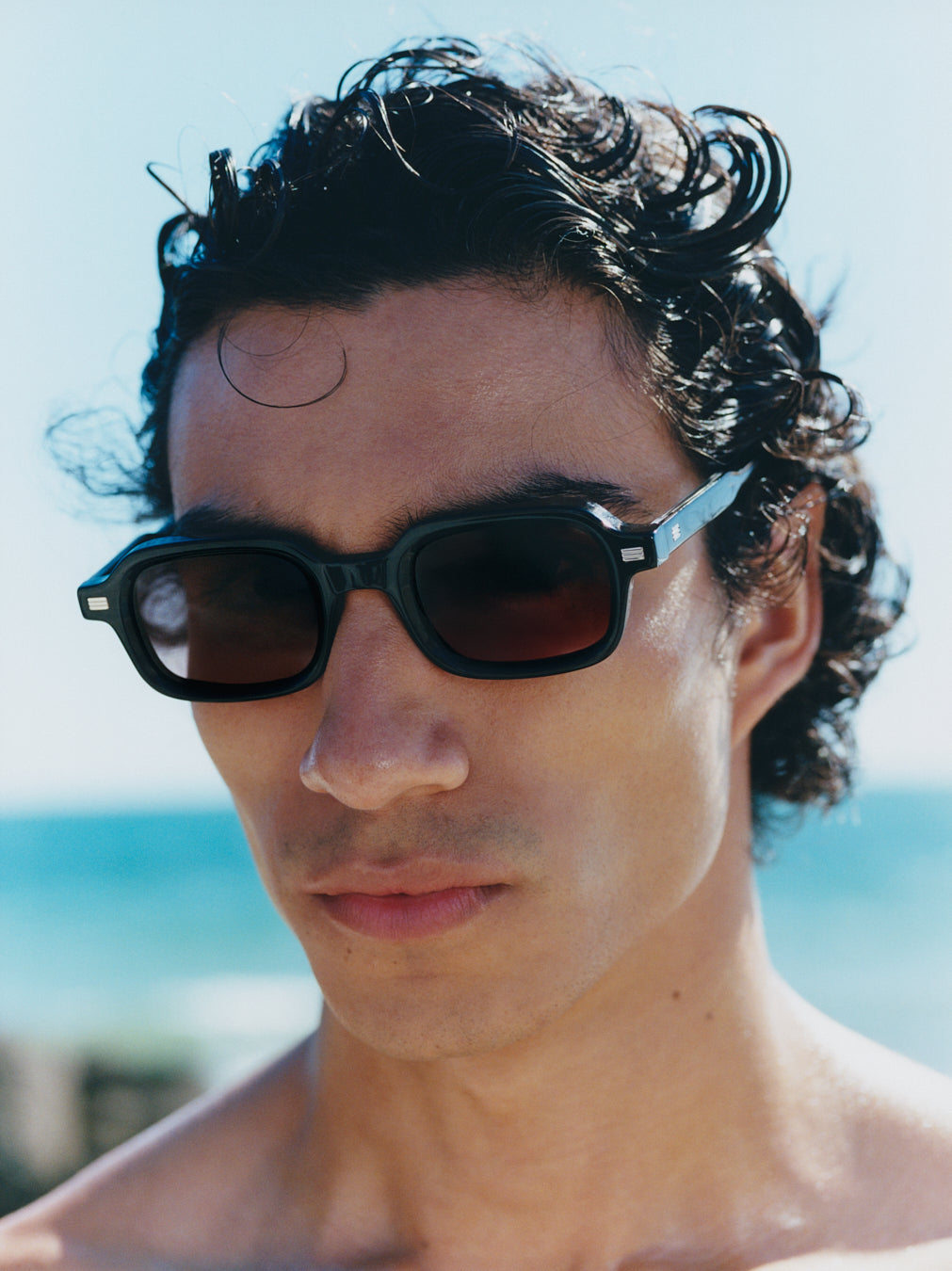 The Brooke Rectangular Men's Sunglasses in Black
