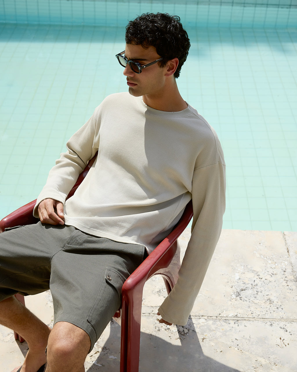 The Brooke レクタンギュラー Men's Sunglasses in ブラック