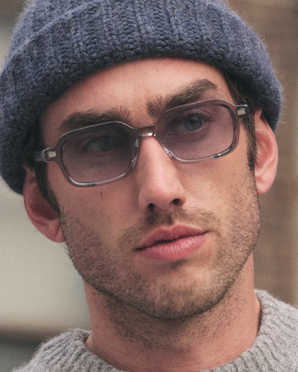 The Brooke Rechteckig Herren-Sonnenbrillen in Grau