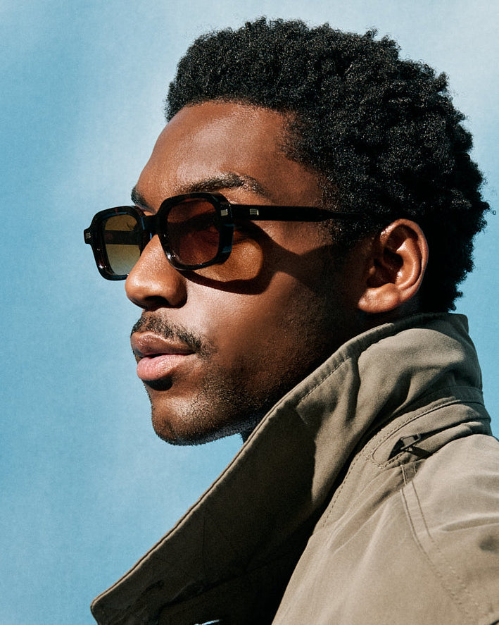 La Brooke Rectangulaire Lunettes de Soleil pour homme in Ecaille foncée