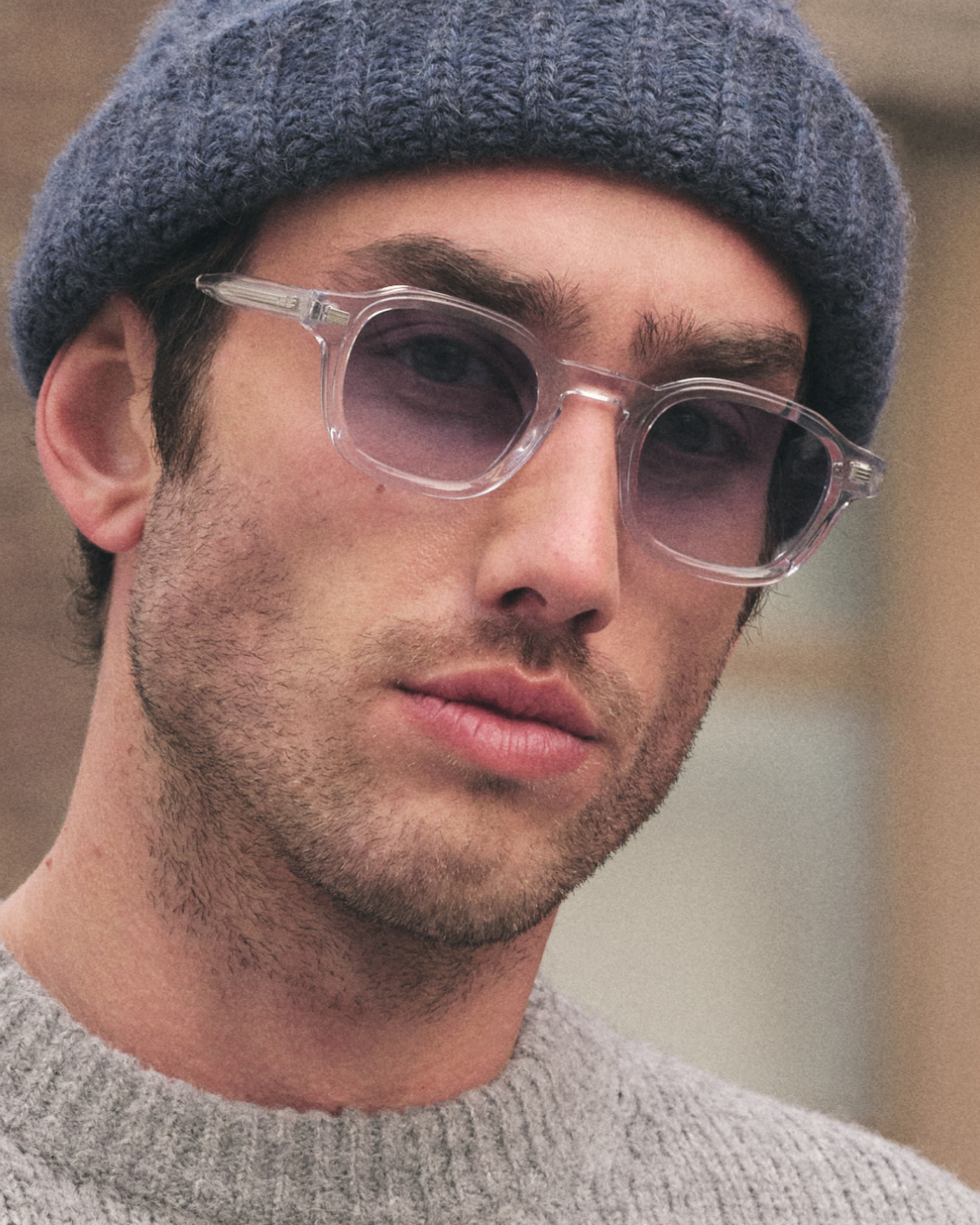 The Yoko JF Colors Square Men's Sunglasses in Transparent