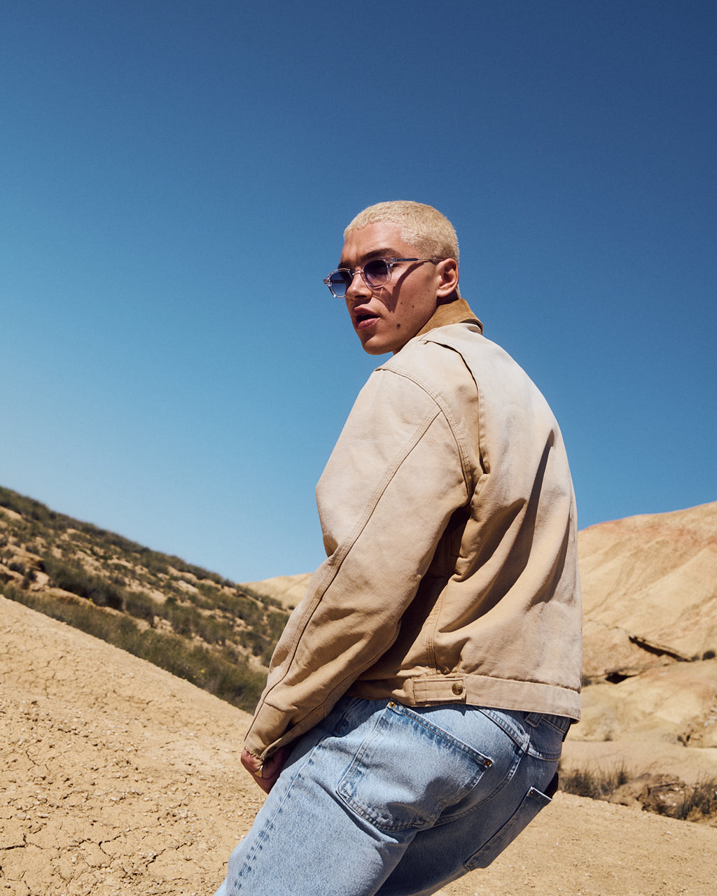 The Yoko JF Colors Square Men's Sunglasses in Transparent