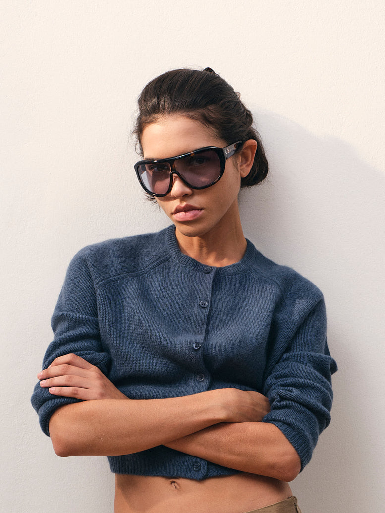 De Luz Aviator Zonnebrillen voor Dames in Tortoise en blauw