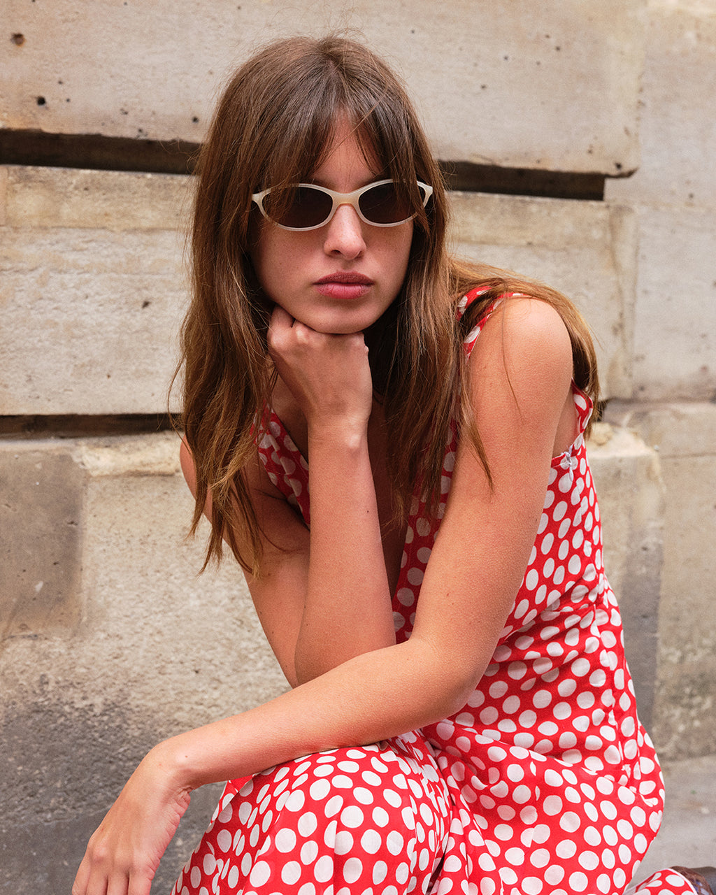 La Cléo Ovaladas Gafas de Sol para Mujer in Crema