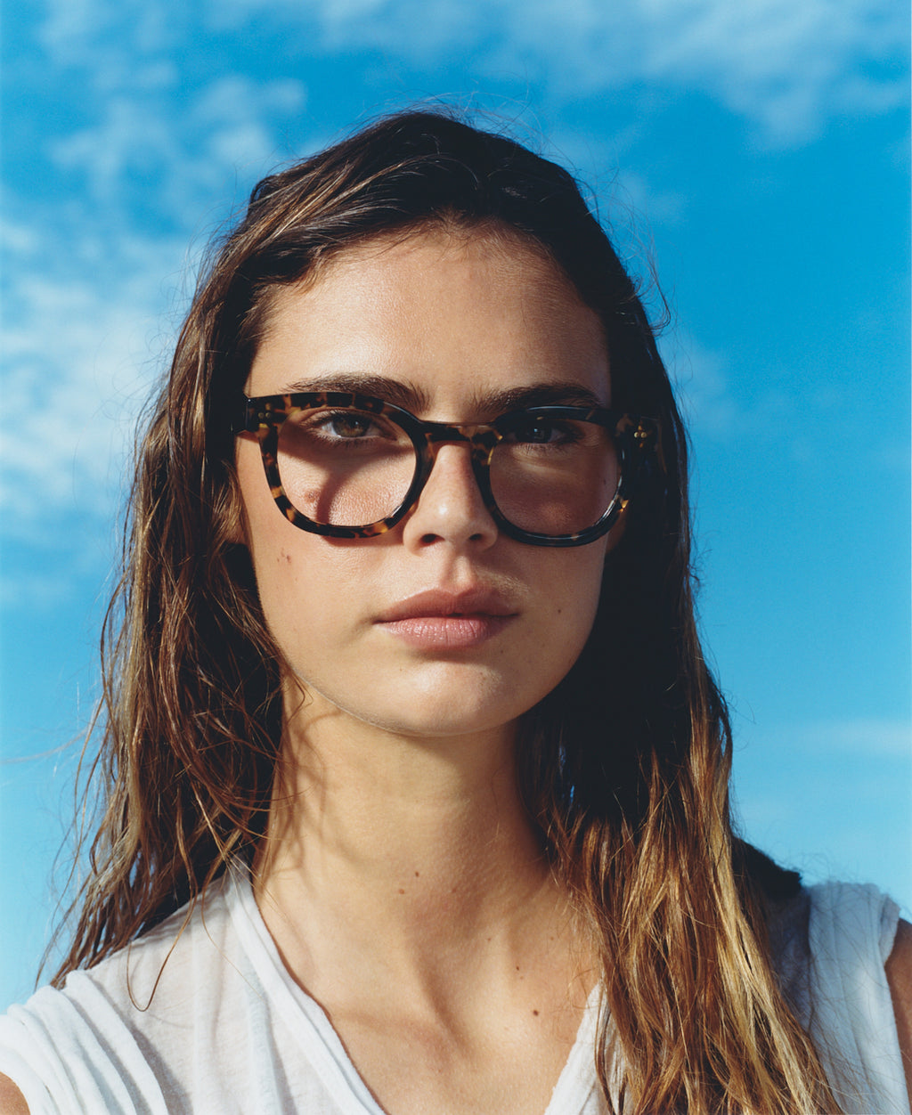 The Mina Square Women's Eyeglasses in Yellow Tortoise