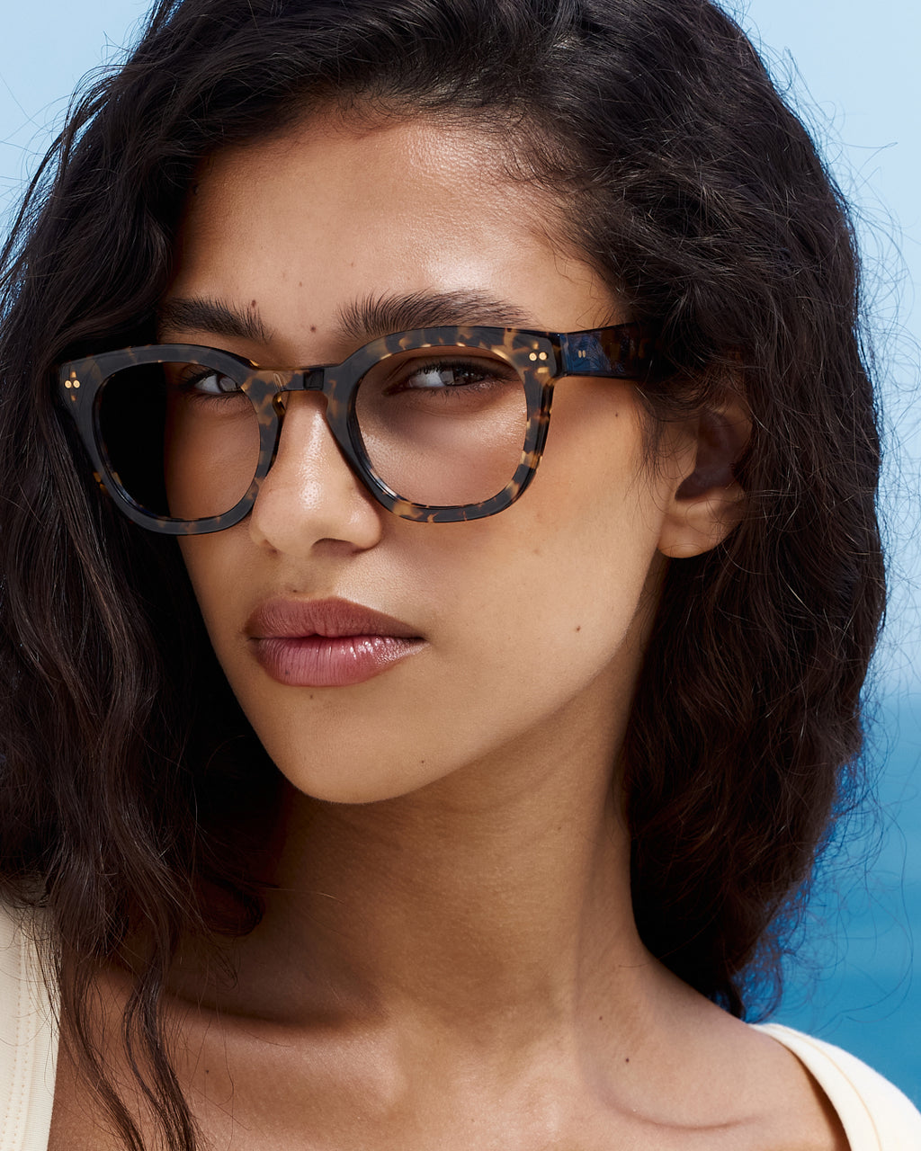 The Mina Square Women's Eyeglasses in Yellow Tortoise