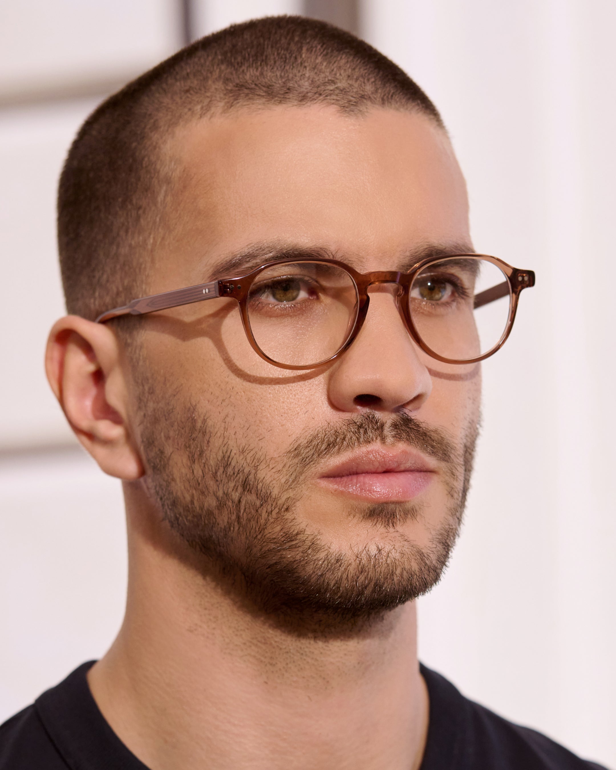 The Evans Round Men's Eyeglasses in Brown