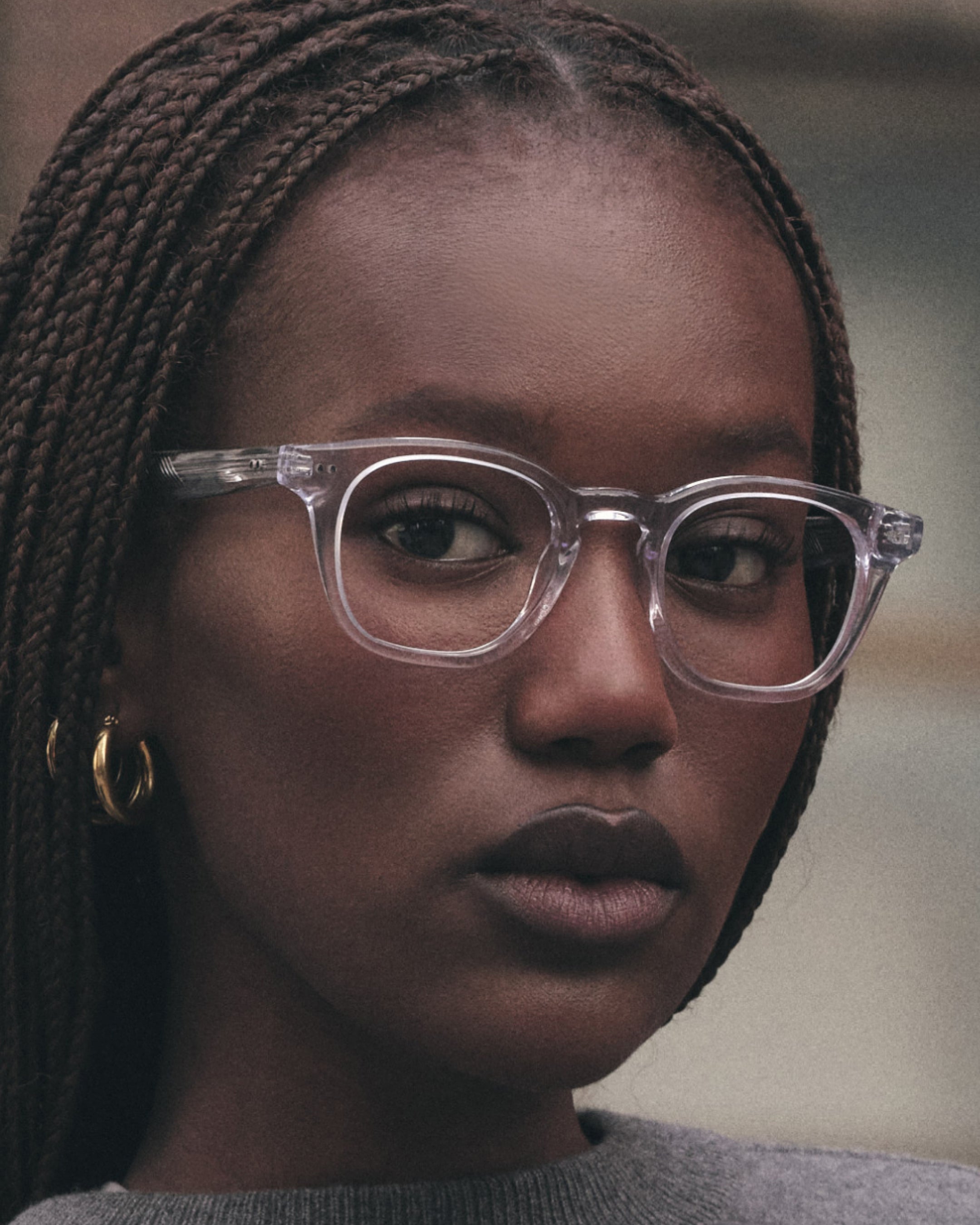 The Navy Square Women's Eyeglasses in Cream