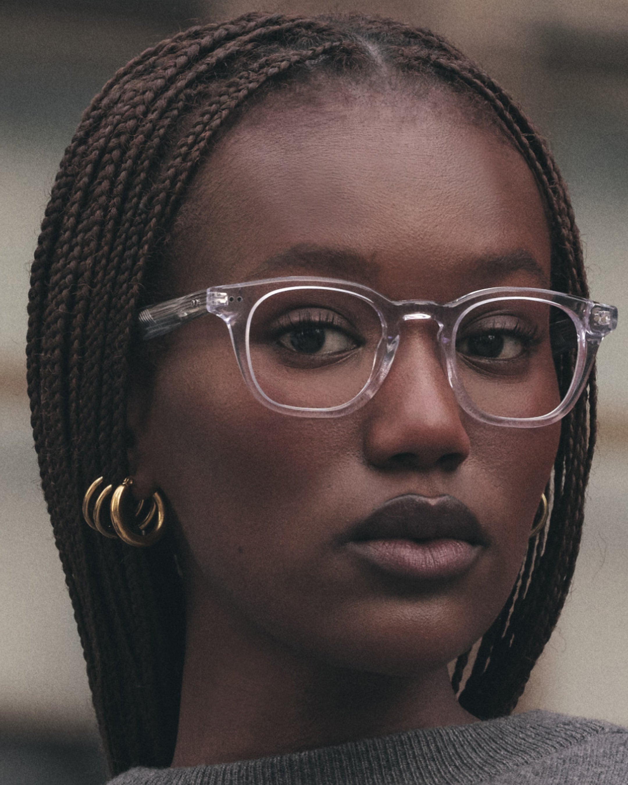 The Navy Square Women's Eyeglasses in Cream