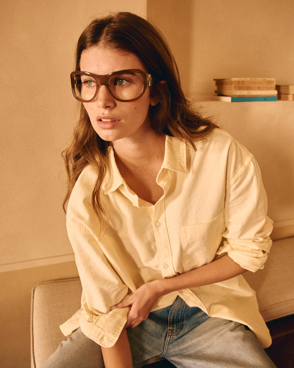 La Aela Aviateur Lunettes de Vue pour femme in Crème