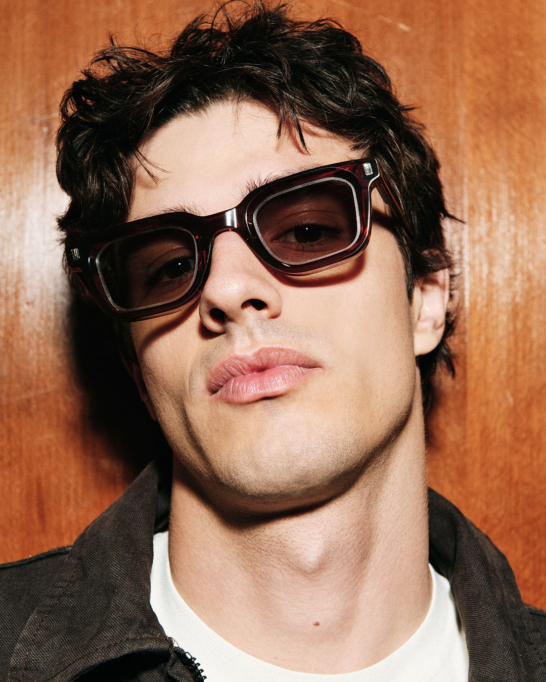 The Bushwick Rectangular Men's Sunglasses in Brown