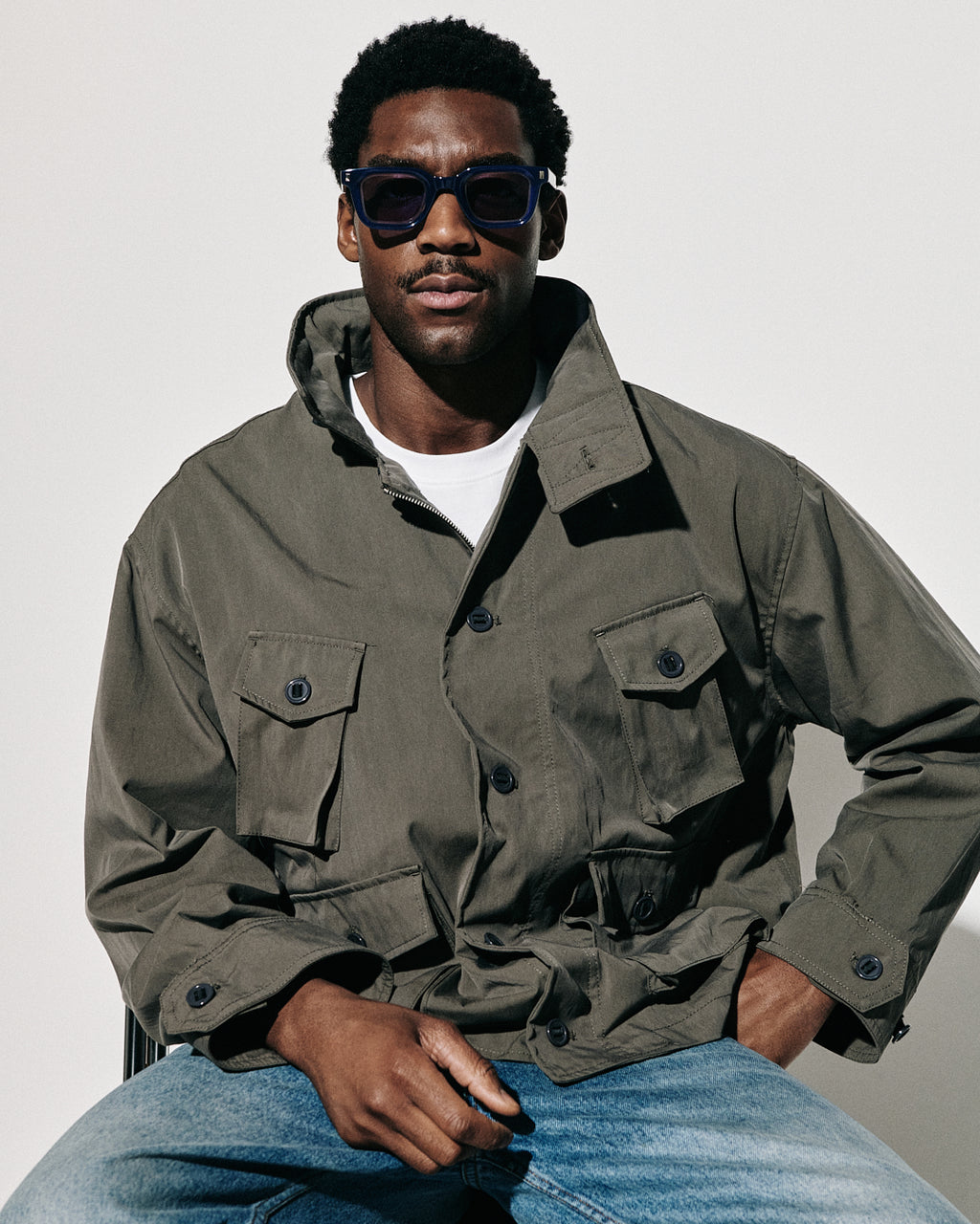 The Bushwick Rechteckig Herren-Sonnenbrillen in Blau