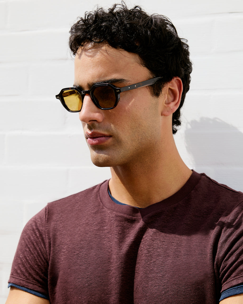 La Pepper Hexagonal Gafas de Sol para Hombre in Carey oscuro