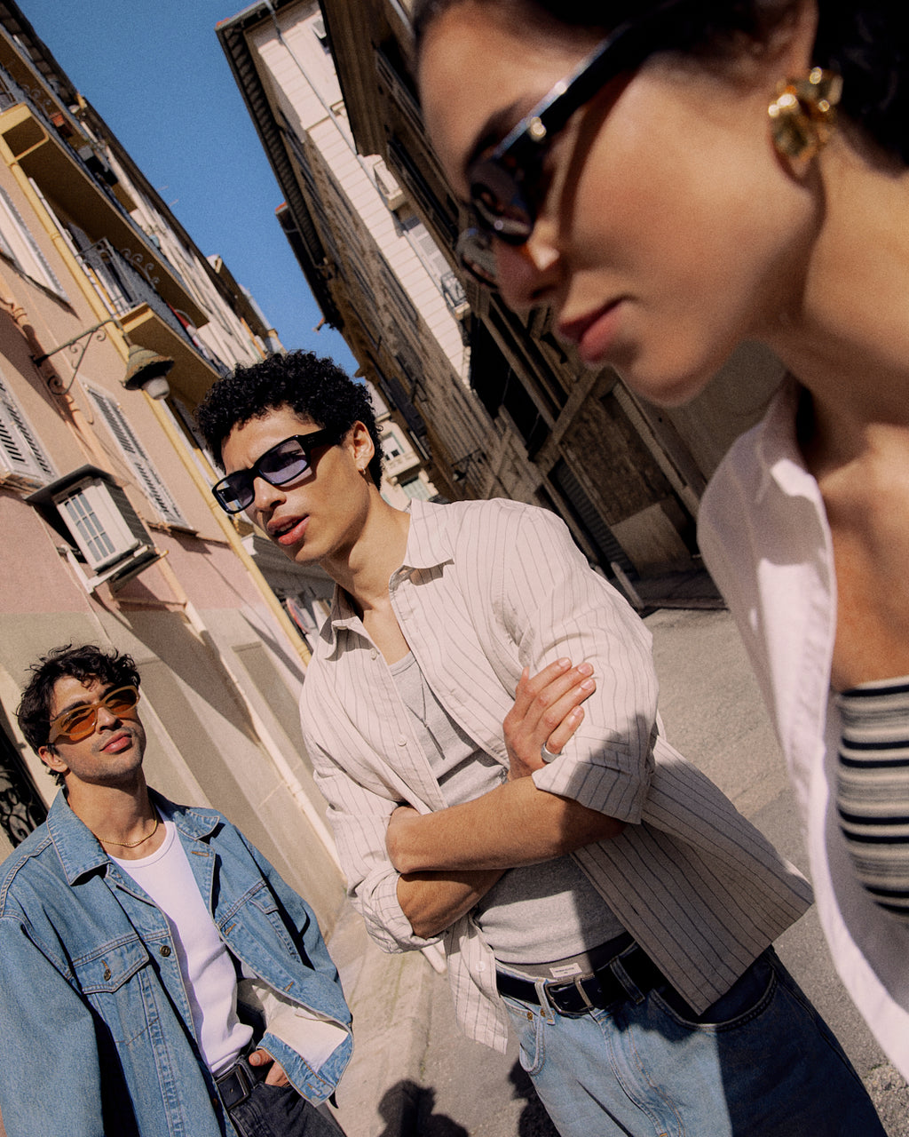 La Chli Rectangular Gafas de Sol para Hombre in Negro