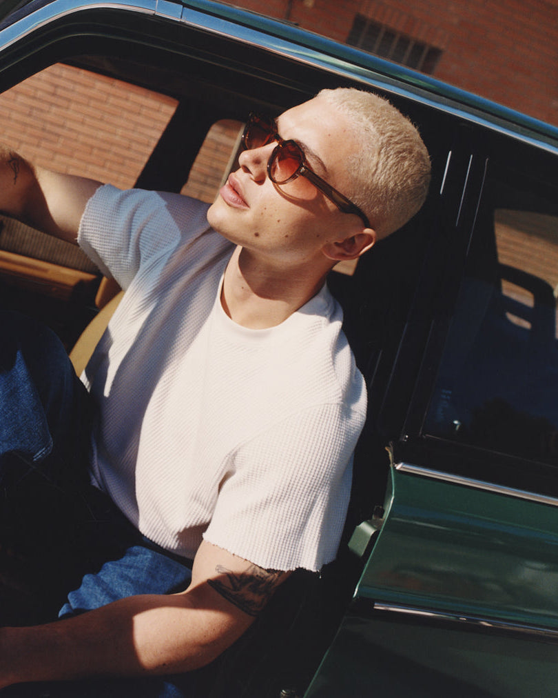 The Palm Round Men's Sunglasses in Green