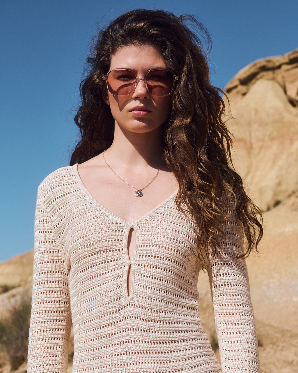 La Sand Jf Colors Carré Lunettes de Soleil pour femme in Crème