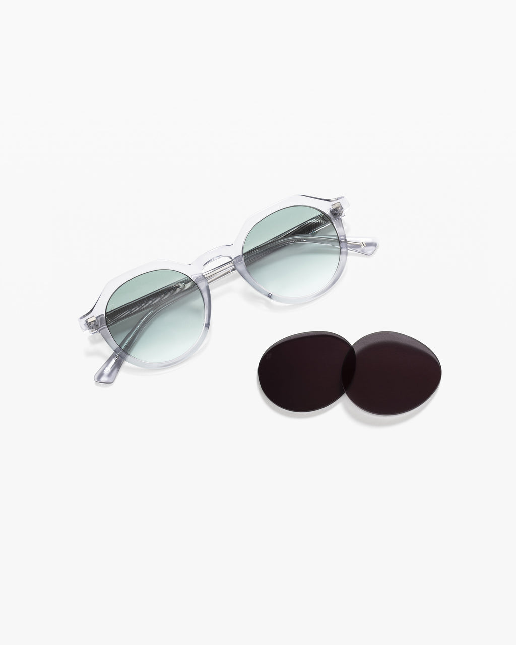 The Coolio JF Colors L Round Men's Sunglasses in Transparent