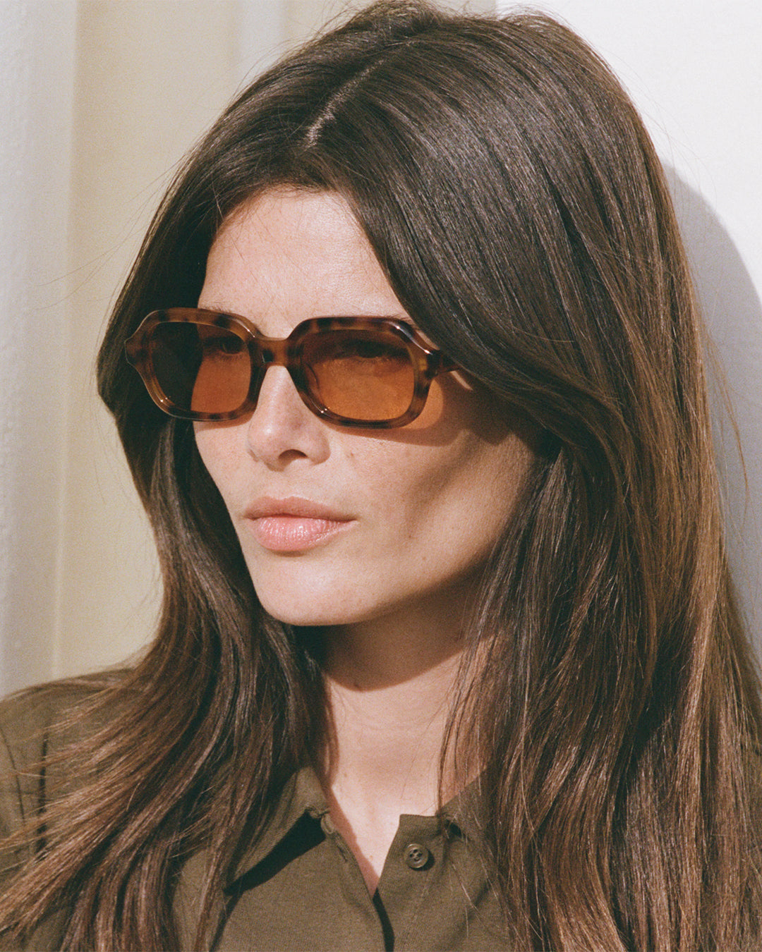 La Freja Rectangulaire Lunettes de Soleil pour Femmes en Ecaille