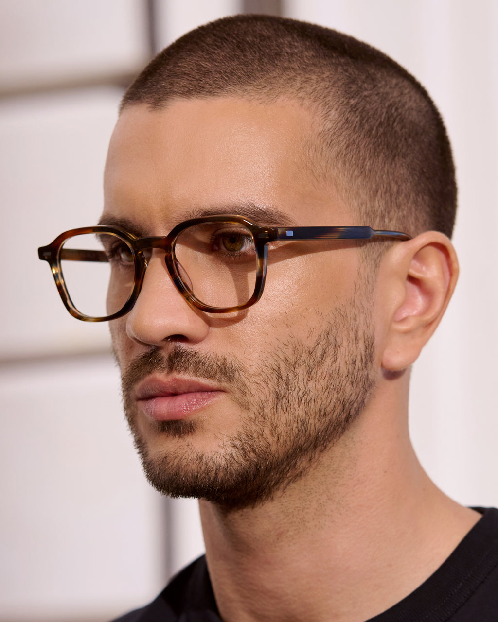 The Zack Rechteckig Herrenbrillen in Blue Tortoise