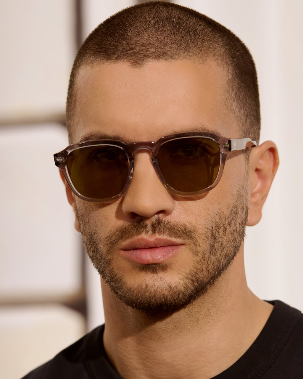 The Headlight Rechteckig Herren-Sonnenbrillen in Hellgrau