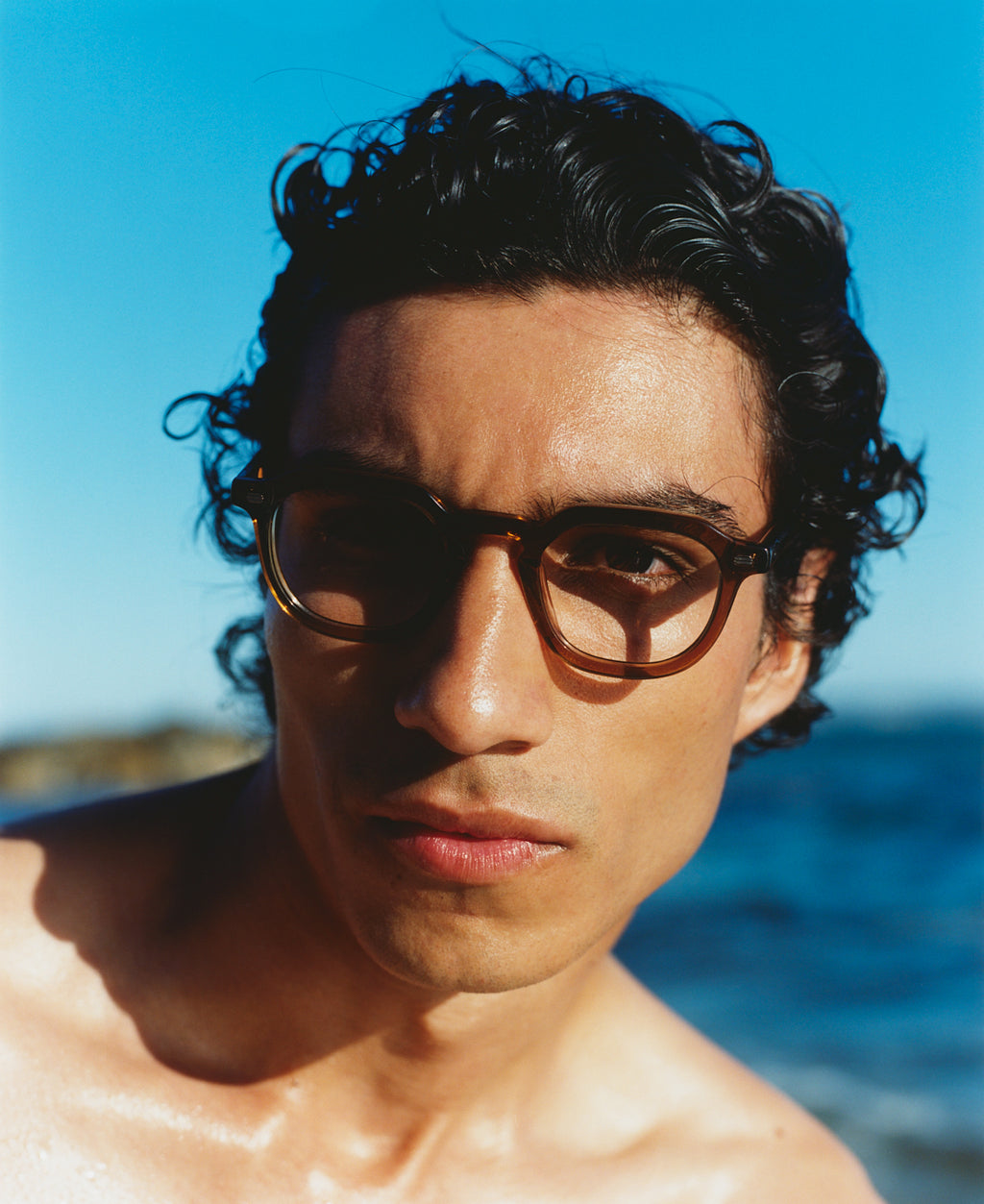The Oros Rectangular Men's Eyeglasses in Brown