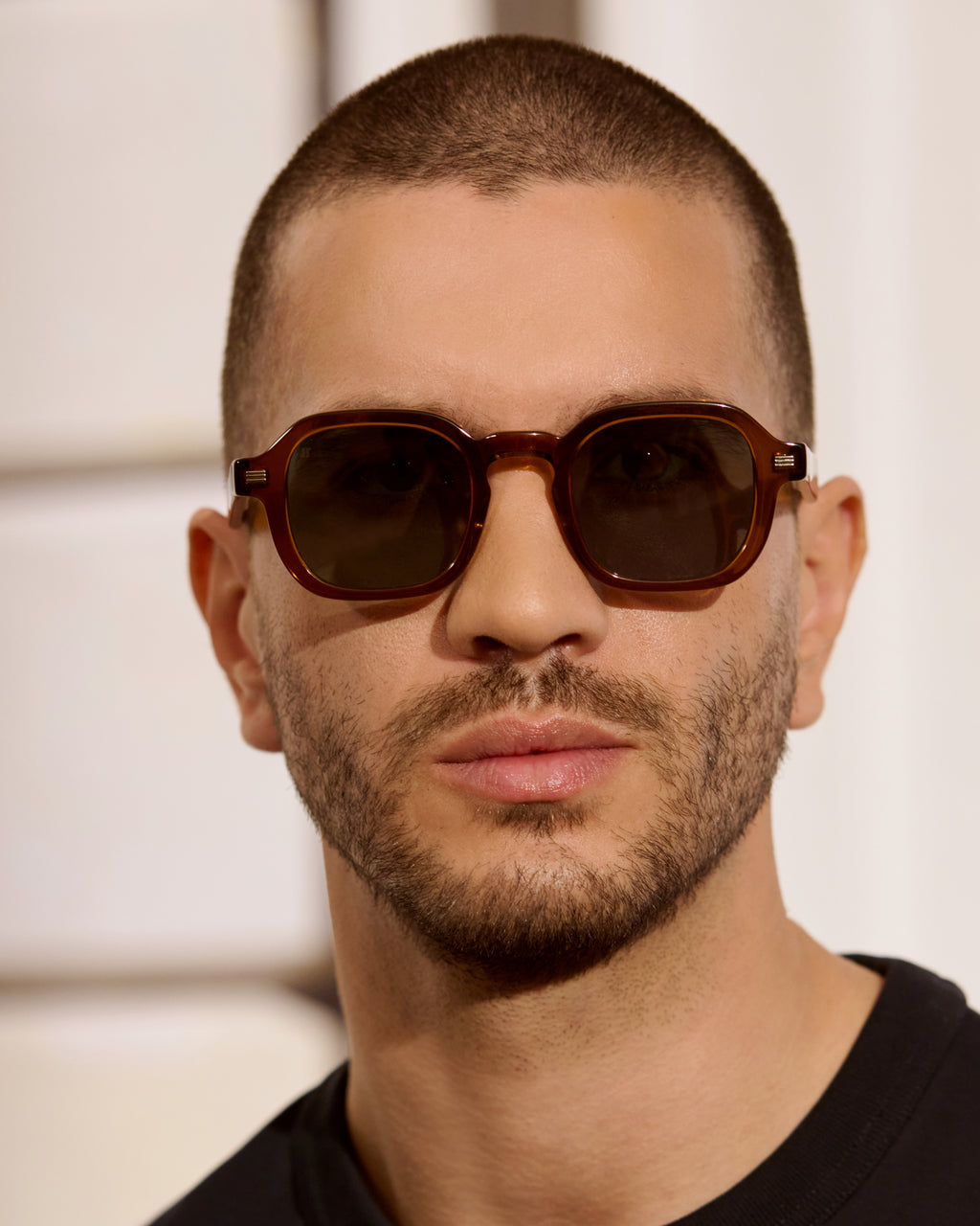 The Ezra Rechteckig Herren-Sonnenbrillen Eckig in Braun