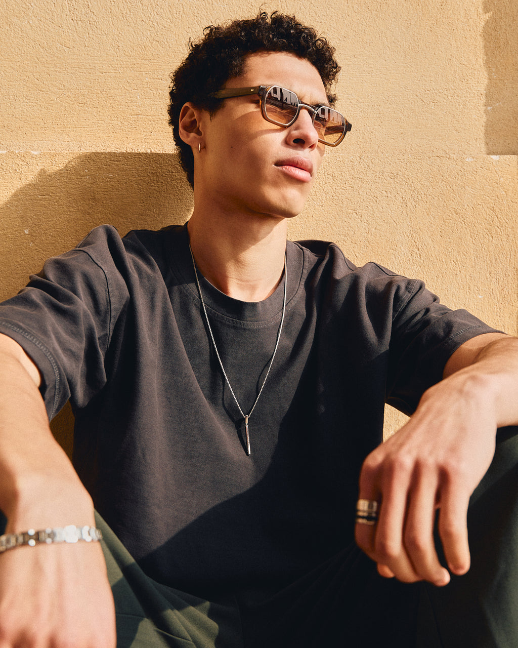 The Azio JF Colors Rectangular Men's Sunglasses in Brown